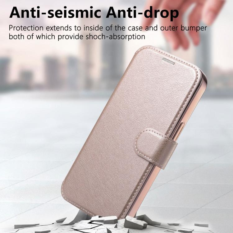 For iPhone 14 Pro Max Splitable Electroplated MagSafe RFID Anti-theft Leather Phone Case with Lens Film