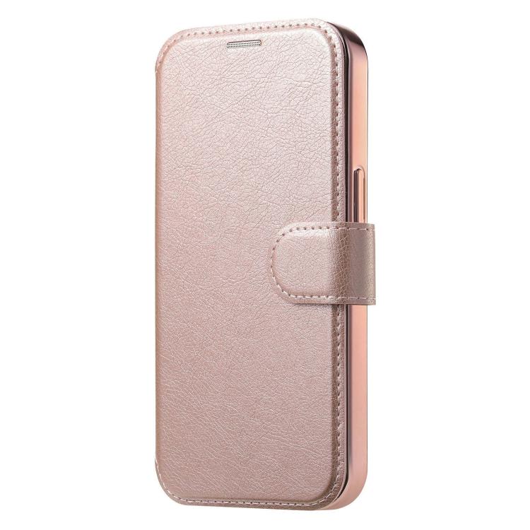 For iPhone 13 Pro Max Splitable Electroplated MagSafe RFID Anti-theft Leather Phone Case with Lens Film