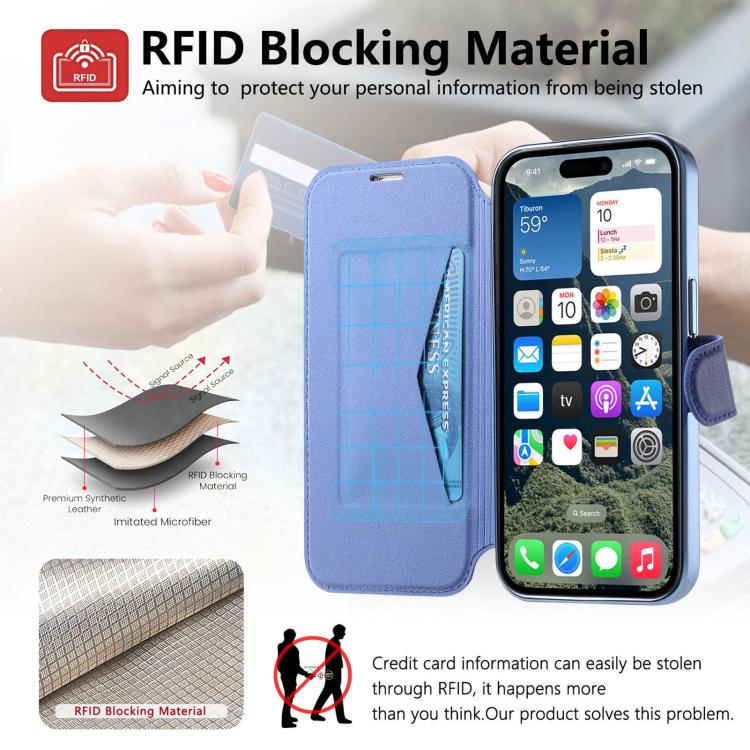 For iPhone 13 Pro Max Splitable Electroplated MagSafe RFID Anti-theft Leather Phone Case with Lens Film