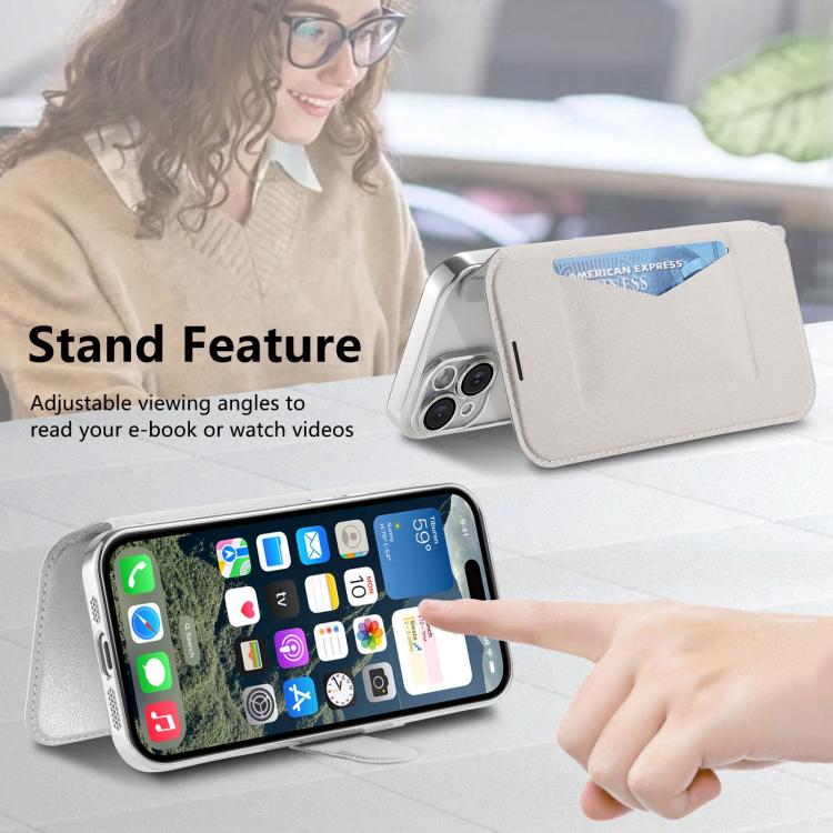 For iPhone 13 Pro Max Splitable Electroplated MagSafe RFID Anti-theft Leather Phone Case with Lens Film