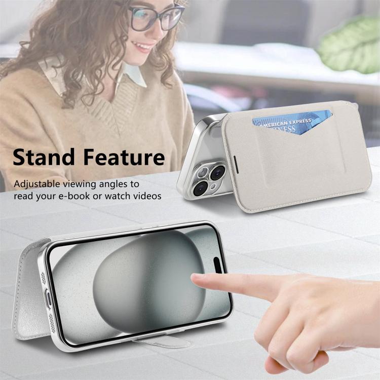 For iPhone 13 Splitable Electroplated MagSafe RFID Anti-theft Leather Phone Case with Lens Film