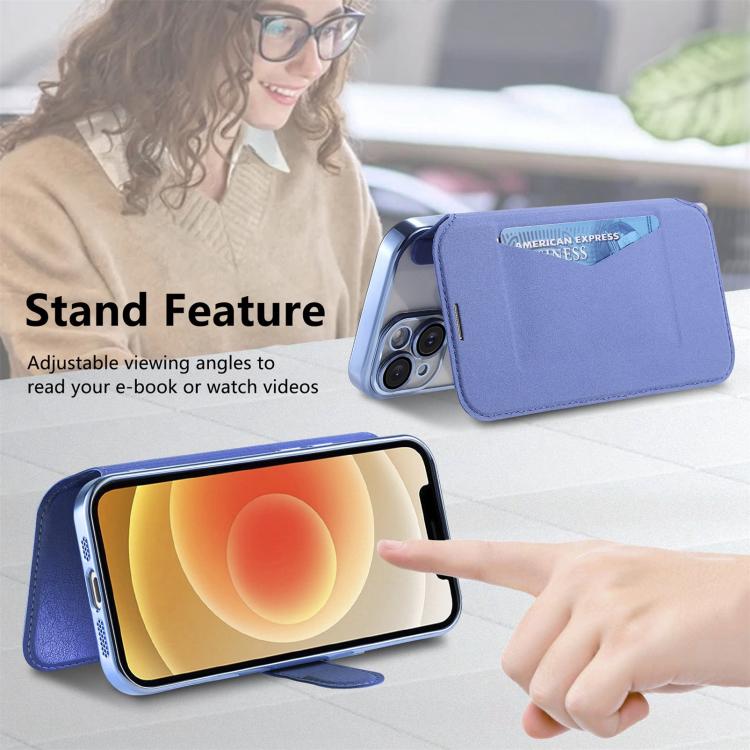For iPhone 12 Splitable Electroplated MagSafe RFID Anti-theft Leather Phone Case with Lens Film