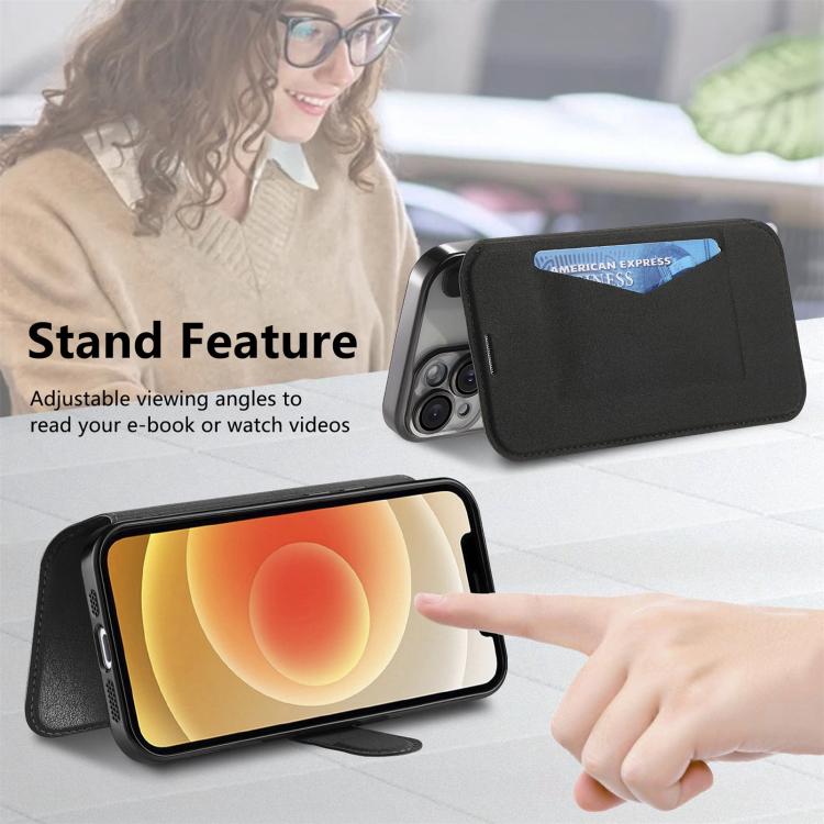 For iPhone 12 Splitable Electroplated MagSafe RFID Anti-theft Leather Phone Case with Lens Film