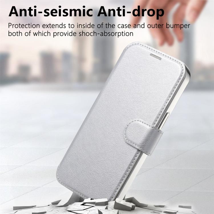 For iPhone 12 Splitable Electroplated MagSafe RFID Anti-theft Leather Phone Case with Lens Film
