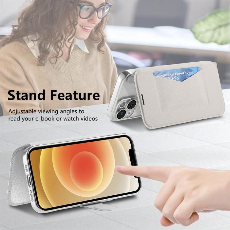 For iPhone 12 Splitable Electroplated MagSafe RFID Anti-theft Leather Phone Case with Lens Film