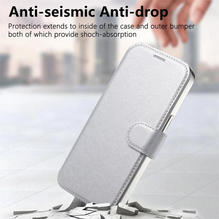 For iPhone 17e / 16e Splitable Electroplated MagSafe RFID Anti-theft Leather Phone Case with Lens Film
