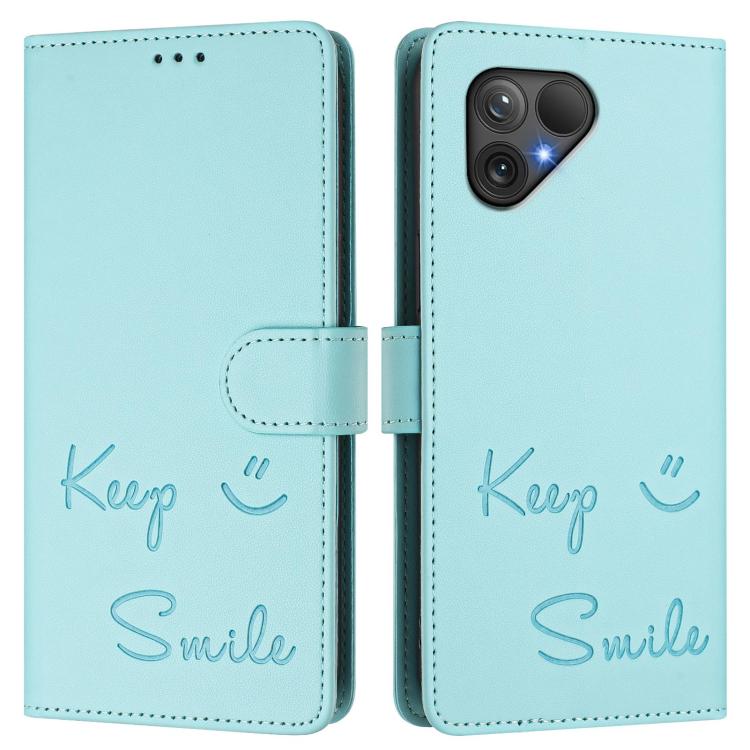 For Fairphone 5 Smile Embossing RFID Leather Phone Case