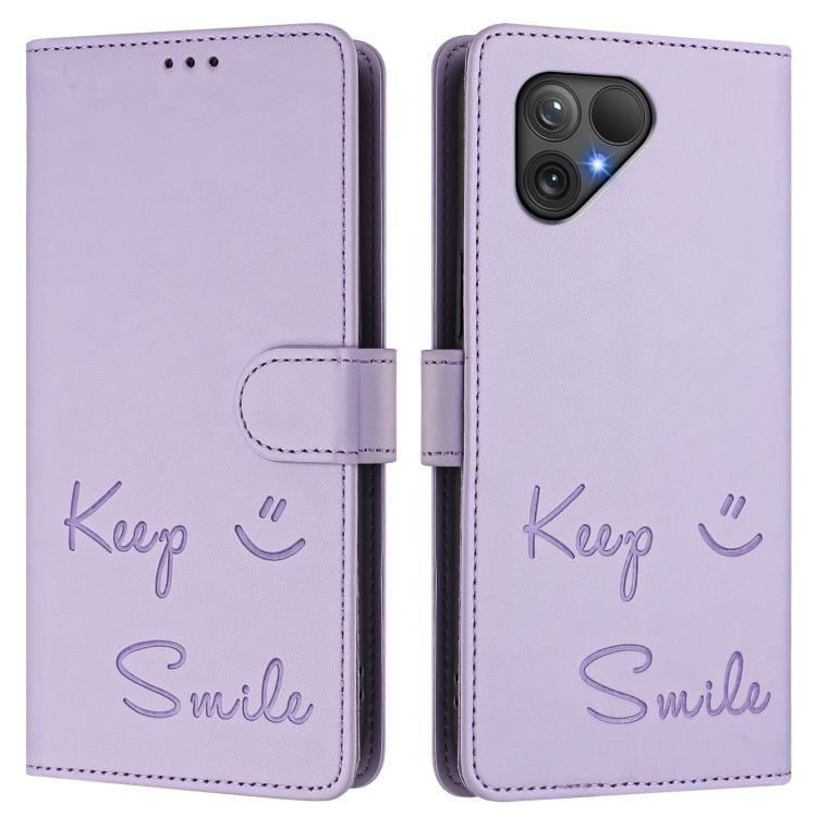 For Fairphone 5 Smile Embossing RFID Leather Phone Case