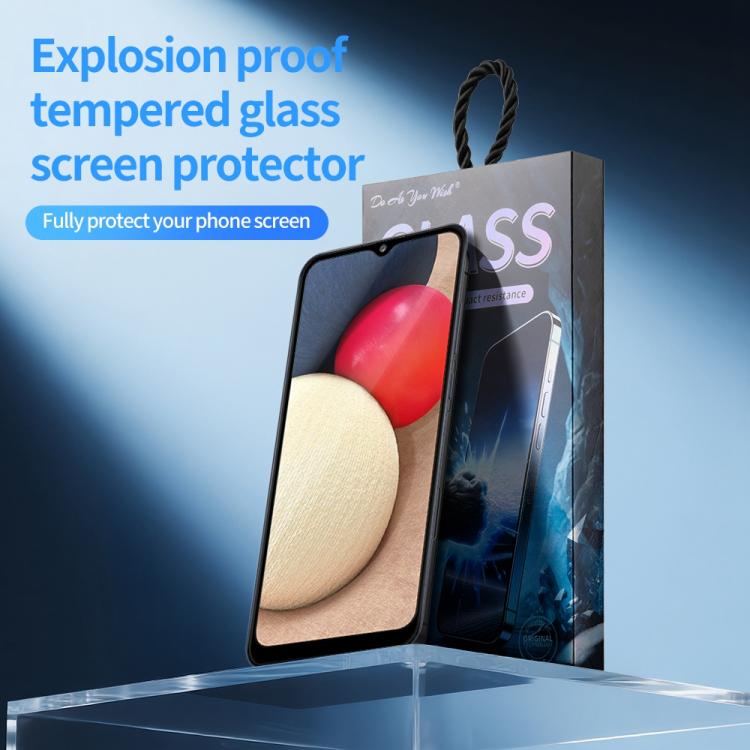 For Samsung Galaxy A02 / A02s Do As You Wish Silk Screen Printed HD Tempered Glass Film - Black