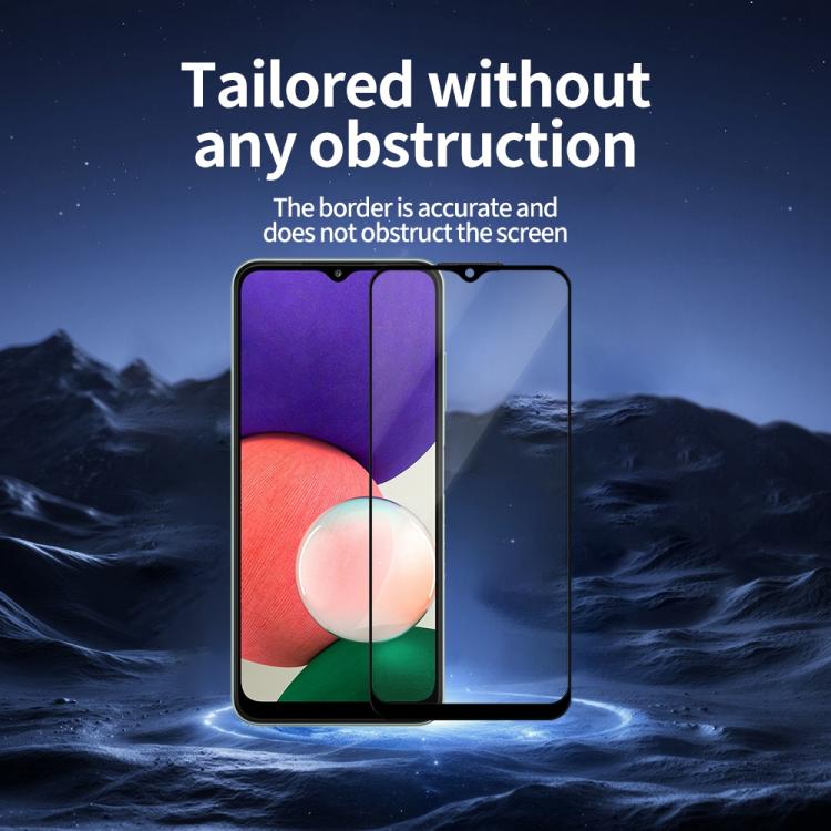 For Samsung Galaxy A22 5G Do As You Wish Silk Screen Printed HD Tempered Glass Film - Black