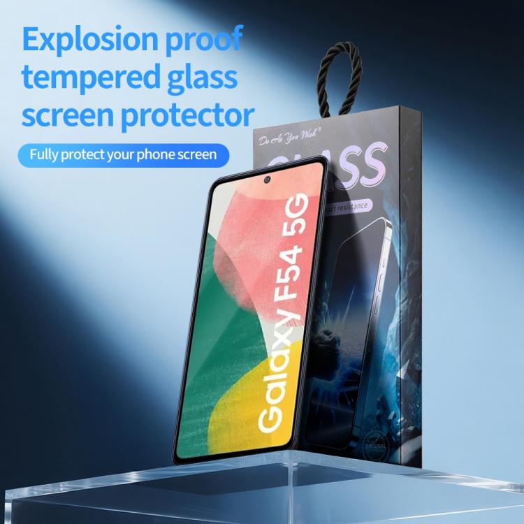 For Samsung Galaxy F54 Do As You Wish Silk Screen Printed HD Tempered Glass Film - Black