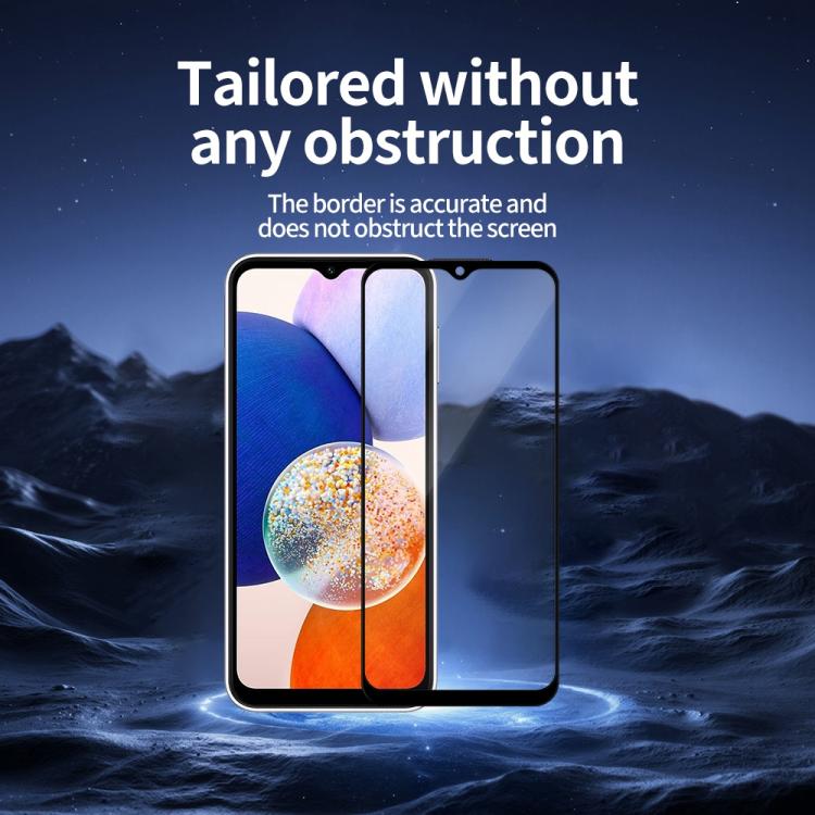 For Samsung Galaxy A14 / Jump 3 Do As You Wish Silk Screen Printed HD Tempered Glass Film - Black