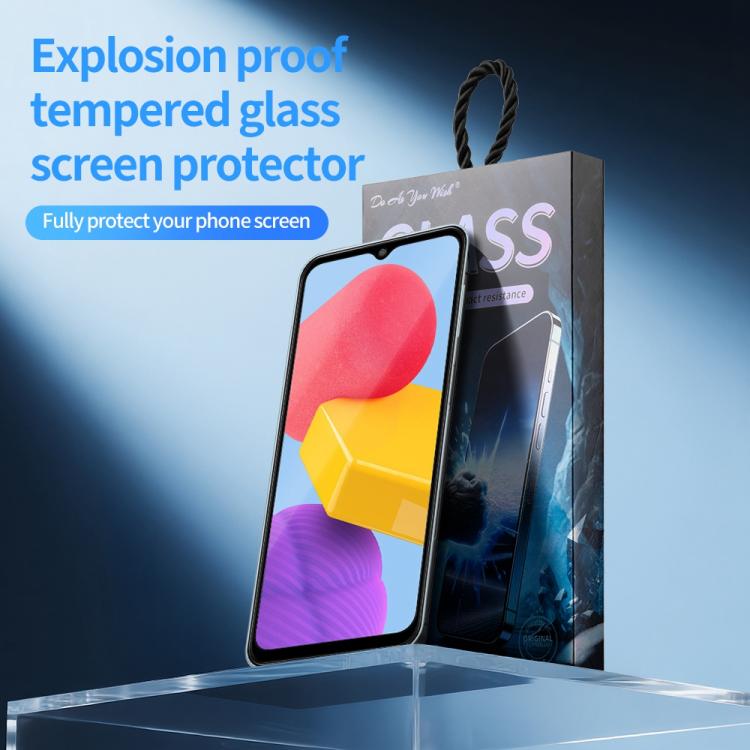 For Samsung Galaxy M12 4G / M13 Do As You Wish Silk Screen Printed HD Tempered Glass Film - Black