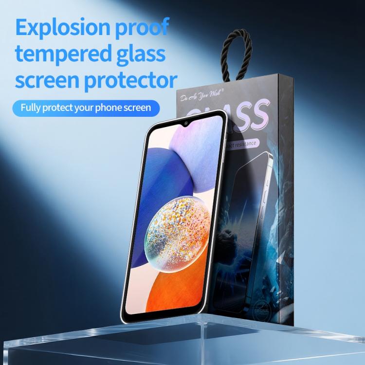 For Samsung Galaxy A14 / Jump 3 5pcs / Pack Do As You Wish Silk Screen Printed HD Tempered Glass Film - Black