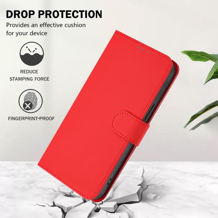 For Fairphone 5 Skin Feel Solid Color Leather Phone Case with Lanyard