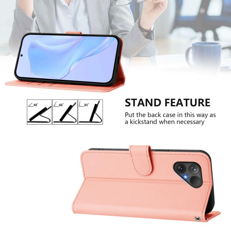 For Fairphone 5 Skin Feel Solid Color Leather Phone Case with Lanyard