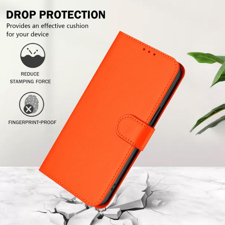 For Fairphone 5 Skin Feel Solid Color Leather Phone Case with Lanyard