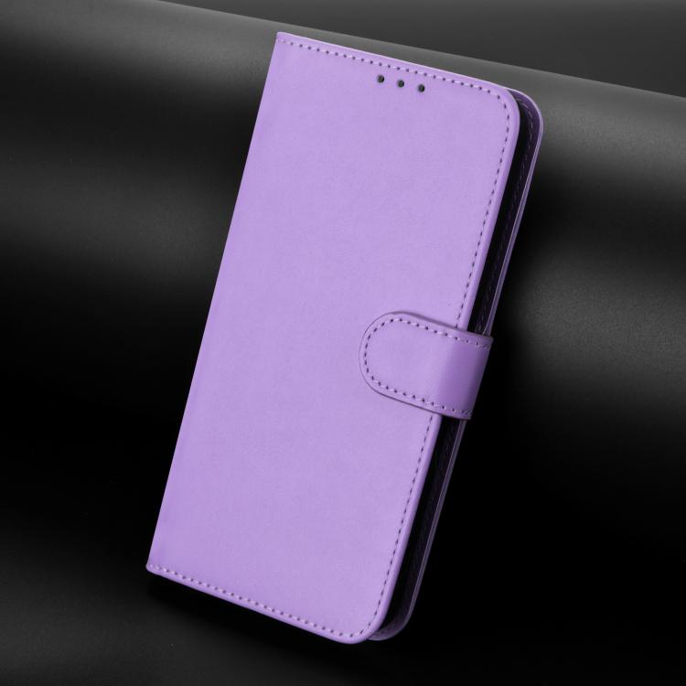 For Fairphone 5 Skin Feel Solid Color Leather Phone Case with Lanyard