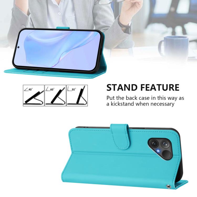 For Fairphone 5 Skin Feel Solid Color Leather Phone Case with Lanyard