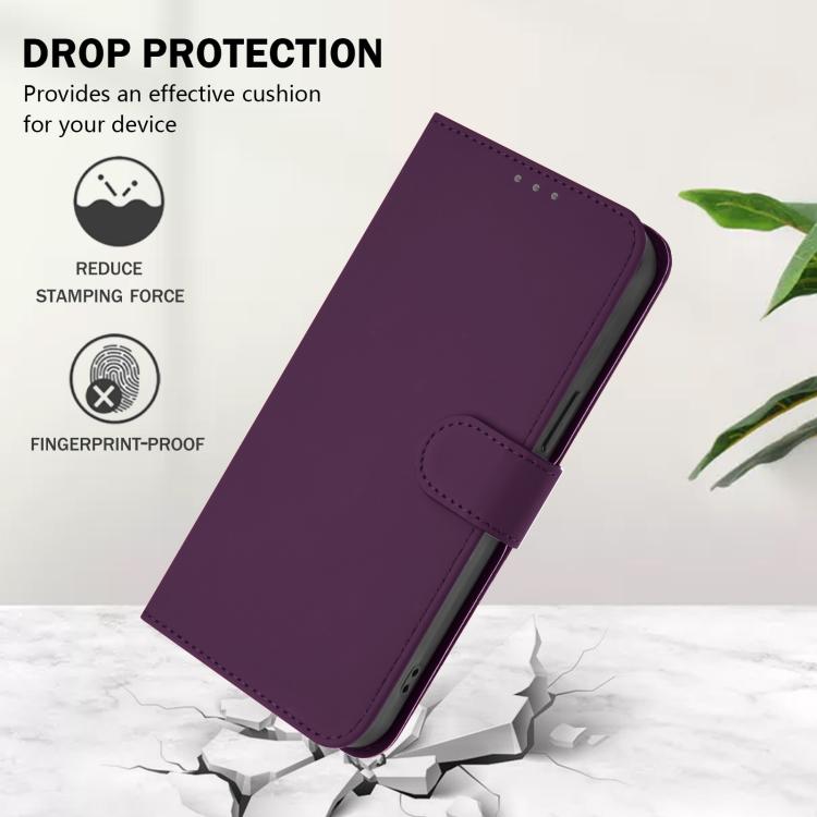 For Fairphone 5 Skin Feel Solid Color Leather Phone Case with Lanyard