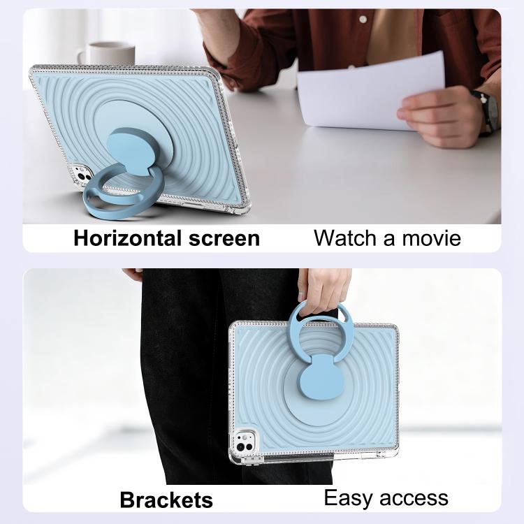 For iPad Pro 11 2025 / 2024 Wave Texture Rotating Holder Tablet Case with Pen Slot