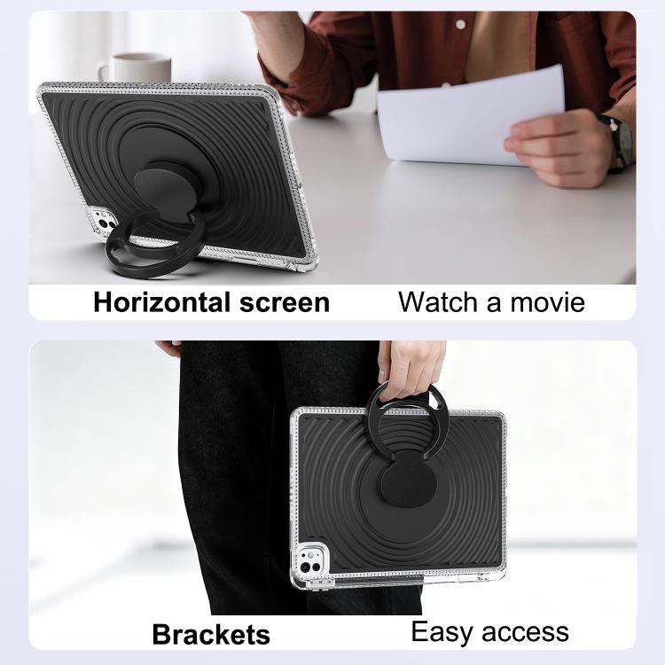 For iPad Pro 11 2025 / 2024 Wave Texture Rotating Holder Tablet Case with Pen Slot