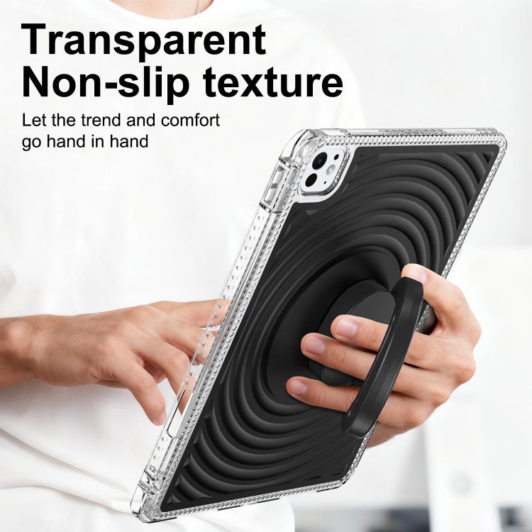 For iPad Pro 11 2025 / 2024 Wave Texture Rotating Holder Tablet Case with Pen Slot
