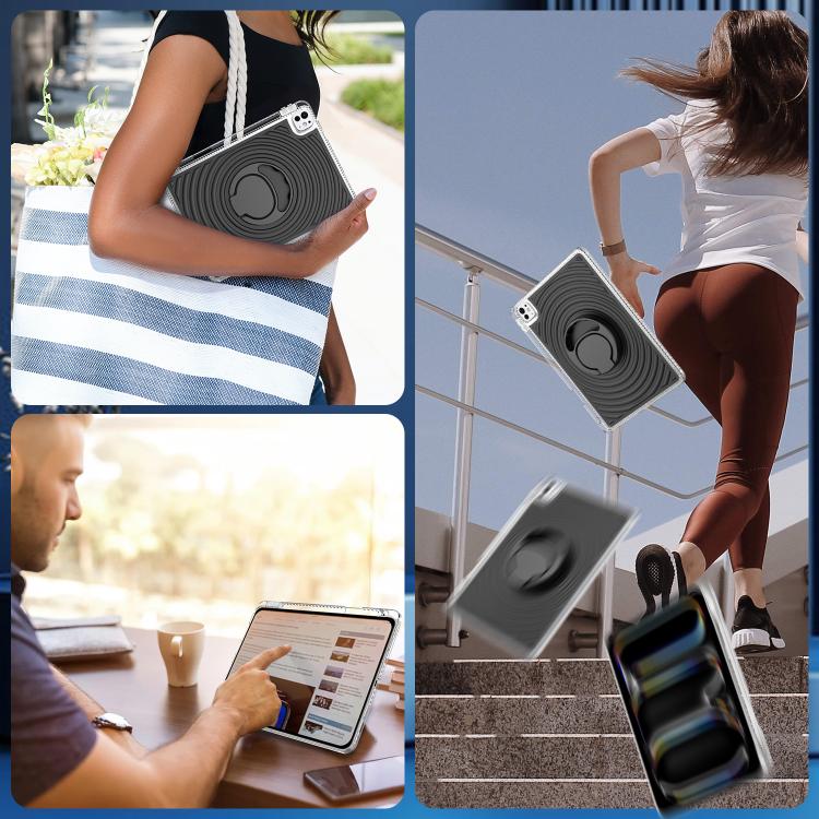 For iPad Pro 11 2025 / 2024 Wave Texture Rotating Holder Tablet Case with Pen Slot