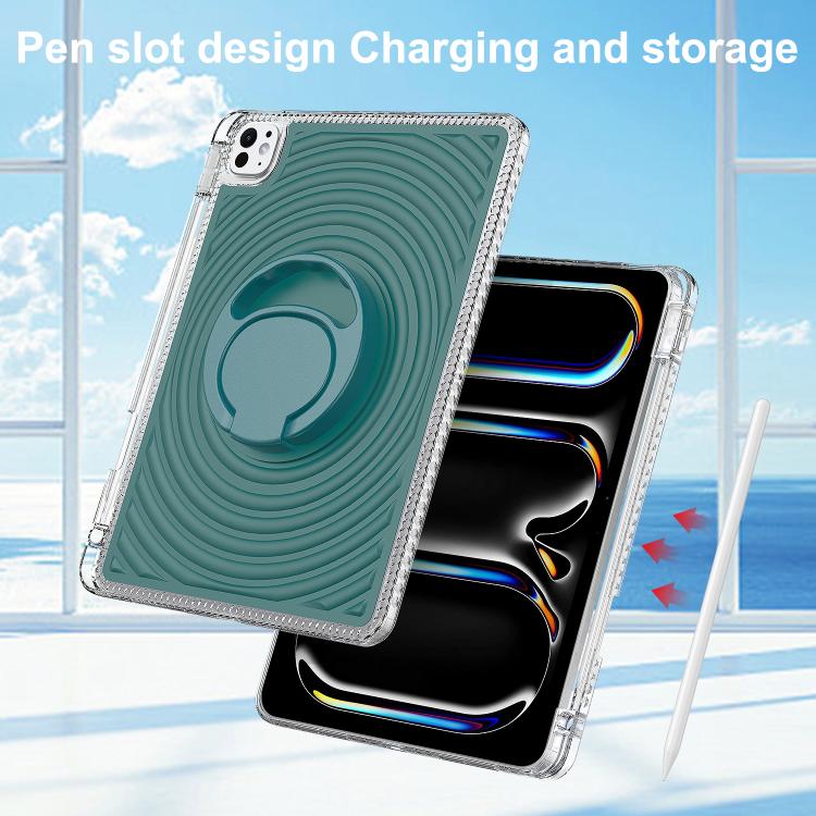 For iPad Pro 11 2025 / 2024 Wave Texture Rotating Holder Tablet Case with Pen Slot