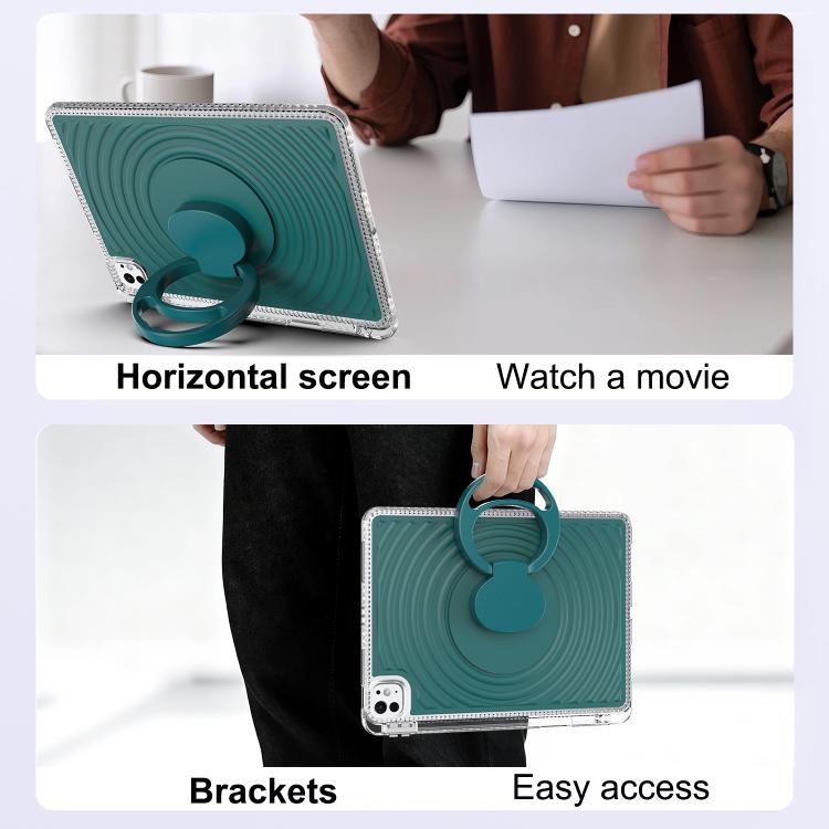 For iPad Pro 11 2025 / 2024 Wave Texture Rotating Holder Tablet Case with Pen Slot