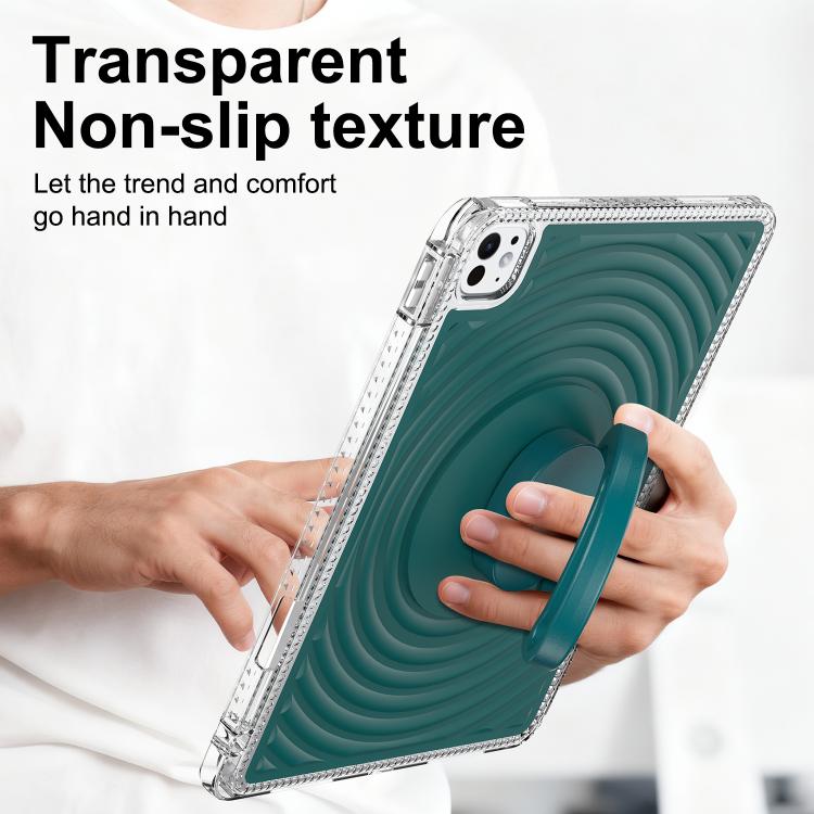 For iPad Pro 11 2025 / 2024 Wave Texture Rotating Holder Tablet Case with Pen Slot