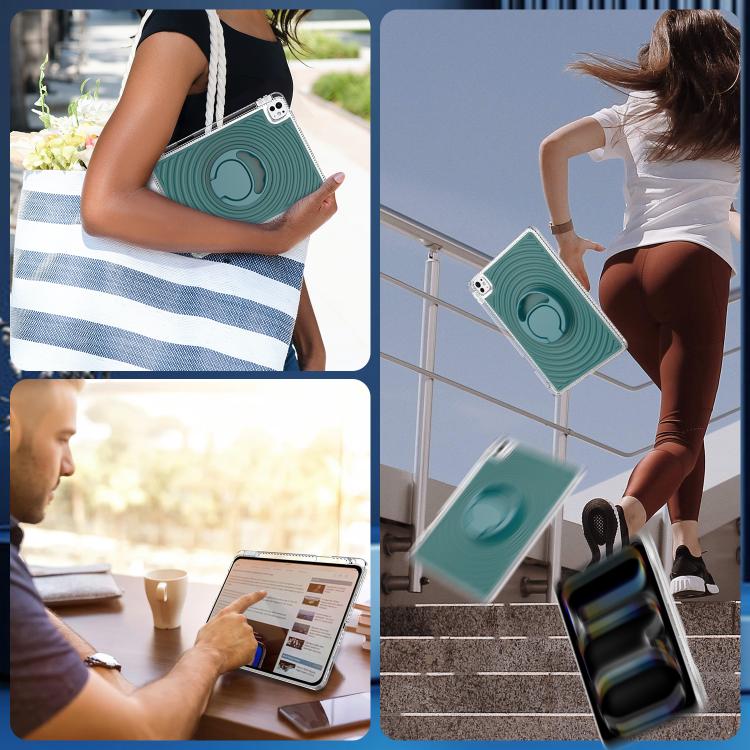 For iPad Pro 11 2025 / 2024 Wave Texture Rotating Holder Tablet Case with Pen Slot