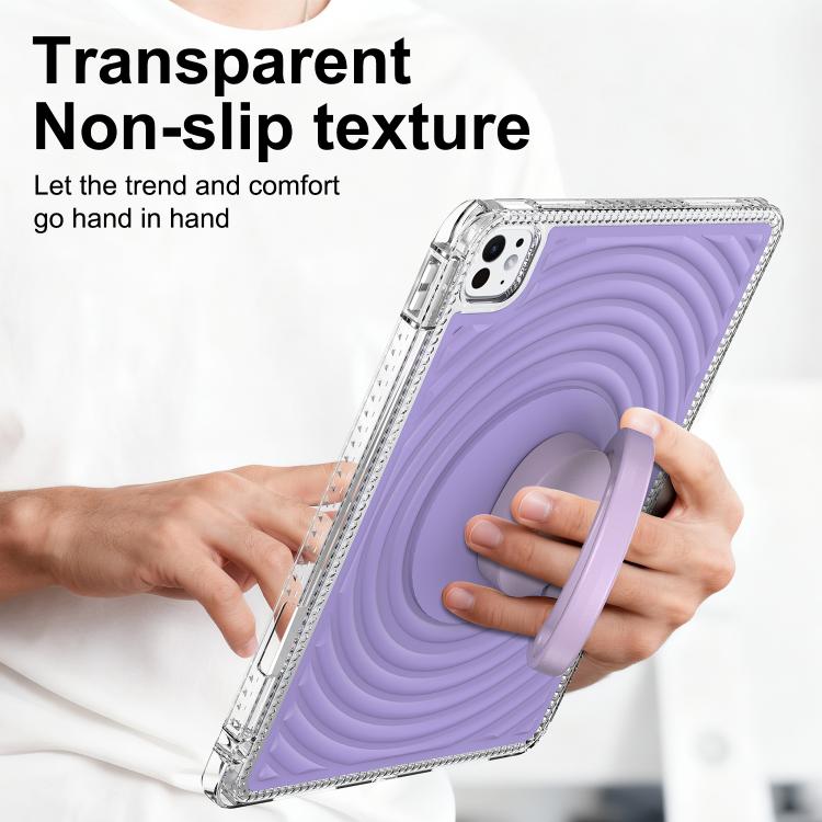 For iPad Pro 11 2025 / 2024 Wave Texture Rotating Holder Tablet Case with Pen Slot