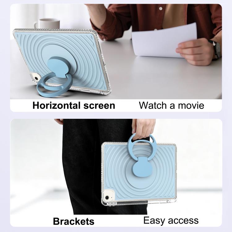 For iPad Air 11 2026 / 2025 / 2024 Wave Texture Rotating Holder Tablet Case with Pen Slot