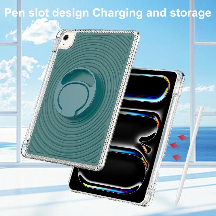For iPad Air 11 2026 / 2025 / 2024 Wave Texture Rotating Holder Tablet Case with Pen Slot