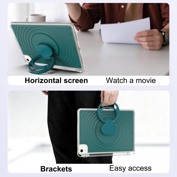 For iPad Air 11 2026 / 2025 / 2024 Wave Texture Rotating Holder Tablet Case with Pen Slot