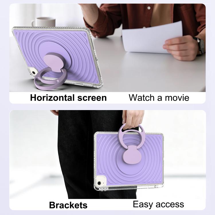 For iPad Air 11 2026 / 2025 / 2024 Wave Texture Rotating Holder Tablet Case with Pen Slot