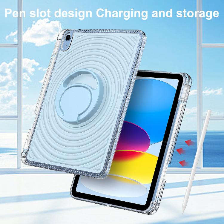 For iPad 2025 / 2022 Wave Texture Rotating Holder Tablet Case with Pen Slot
