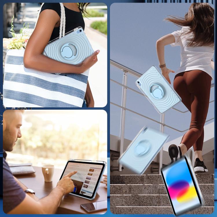 For iPad 2025 / 2022 Wave Texture Rotating Holder Tablet Case with Pen Slot