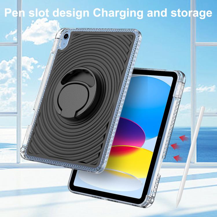 For iPad 2025 / 2022 Wave Texture Rotating Holder Tablet Case with Pen Slot