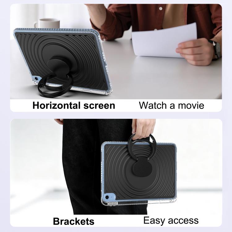 For iPad 2025 / 2022 Wave Texture Rotating Holder Tablet Case with Pen Slot