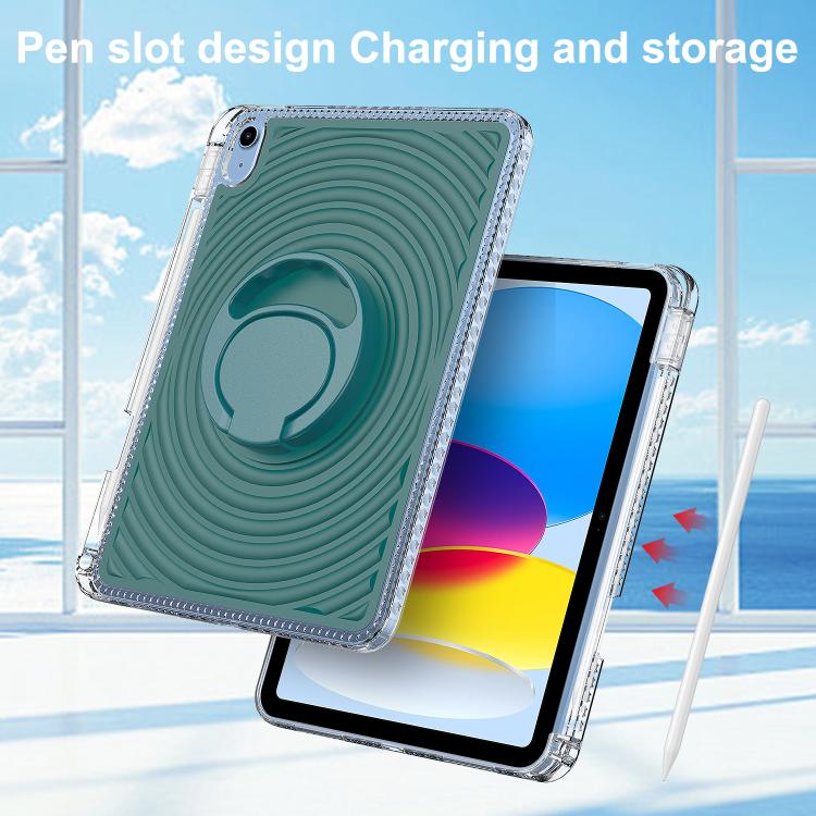 For iPad 2025 / 2022 Wave Texture Rotating Holder Tablet Case with Pen Slot