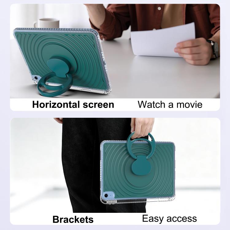 For iPad 2025 / 2022 Wave Texture Rotating Holder Tablet Case with Pen Slot