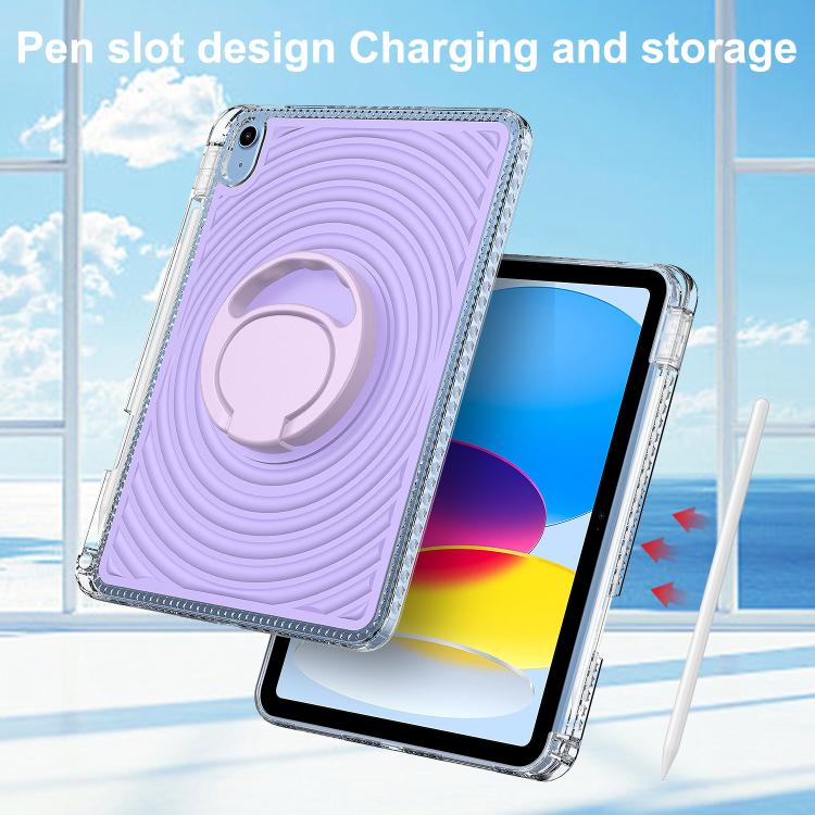 For iPad 2025 / 2022 Wave Texture Rotating Holder Tablet Case with Pen Slot