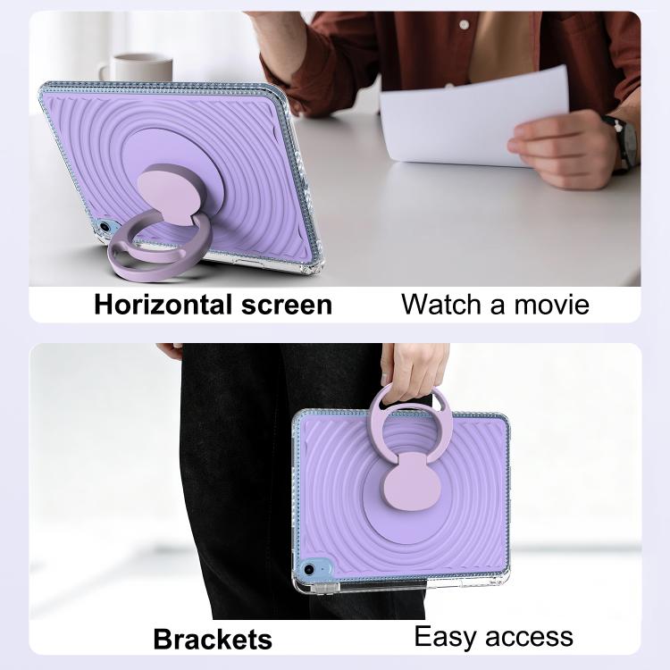 For iPad 2025 / 2022 Wave Texture Rotating Holder Tablet Case with Pen Slot
