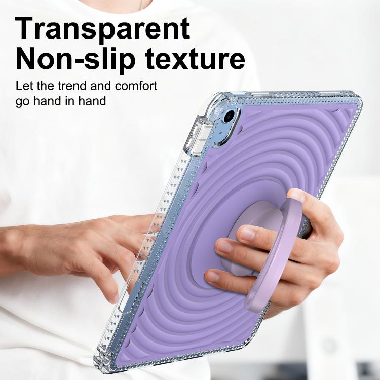 For iPad 2025 / 2022 Wave Texture Rotating Holder Tablet Case with Pen Slot