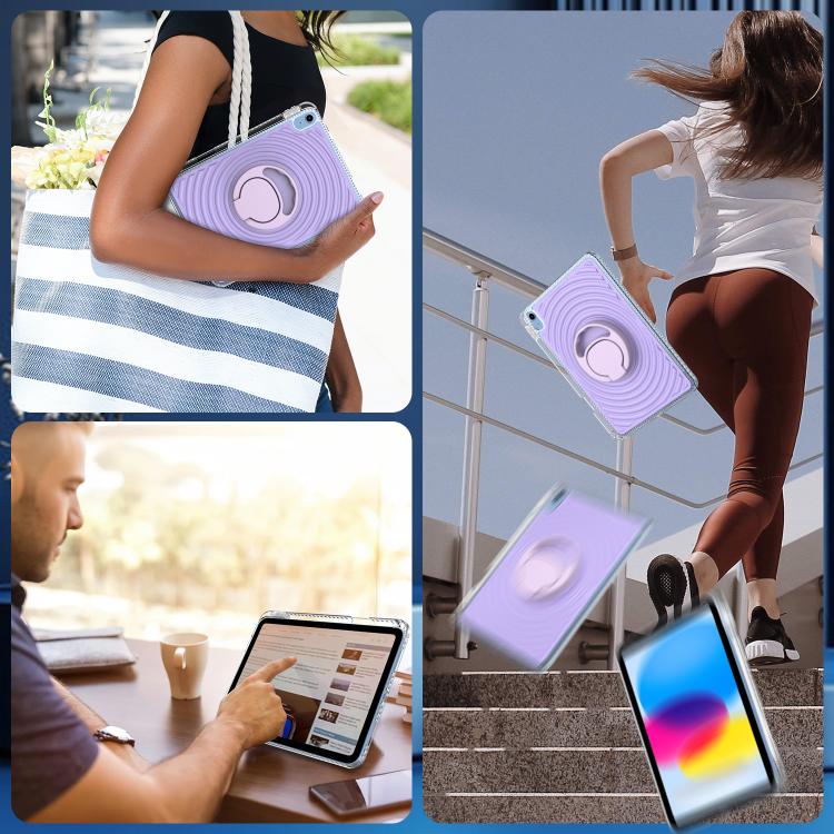 For iPad 2025 / 2022 Wave Texture Rotating Holder Tablet Case with Pen Slot