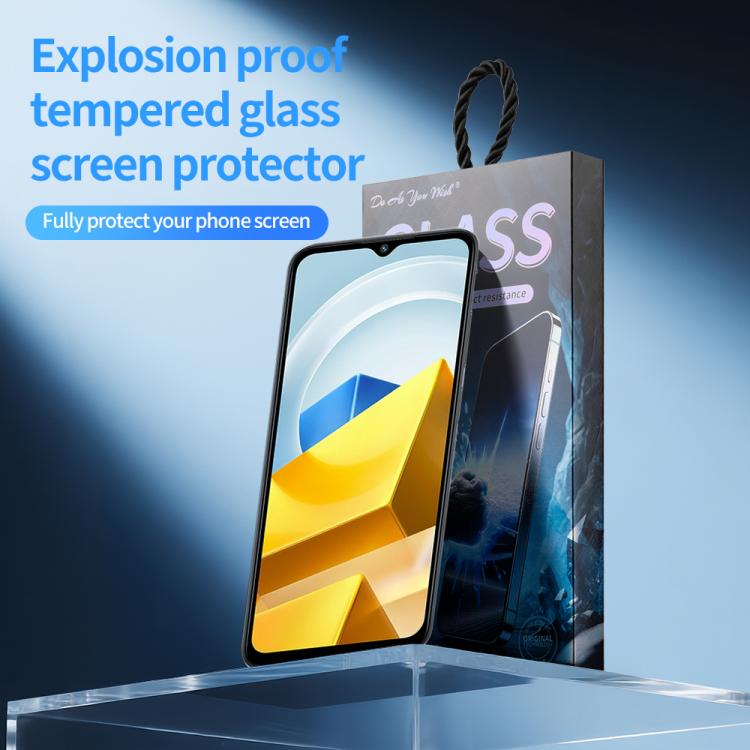 For Xiaomi Poco M5 Do As You Wish Silk Screen Printed HD Tempered Glass Film - Black