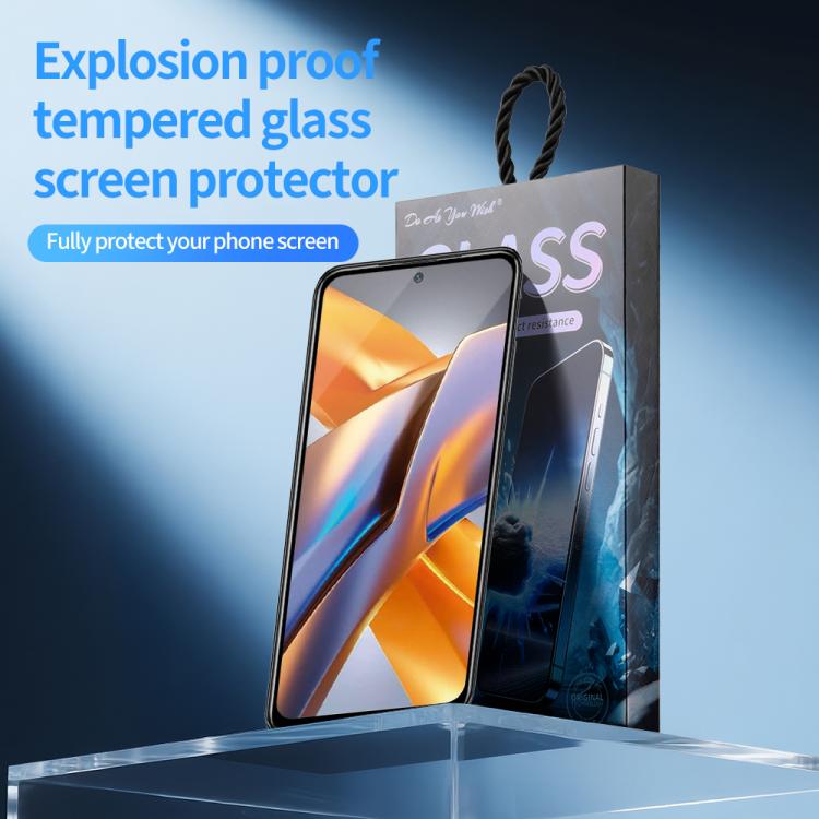 For Xiaomi Poco M5s Do As You Wish Silk Screen Printed HD Tempered Glass Film - Black