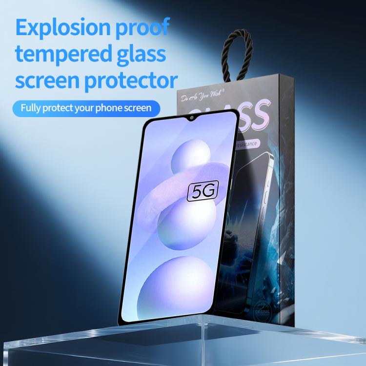 For Xiaomi Poco M4 5G India Do As You Wish Silk Screen Printed HD Tempered Glass Film - Black
